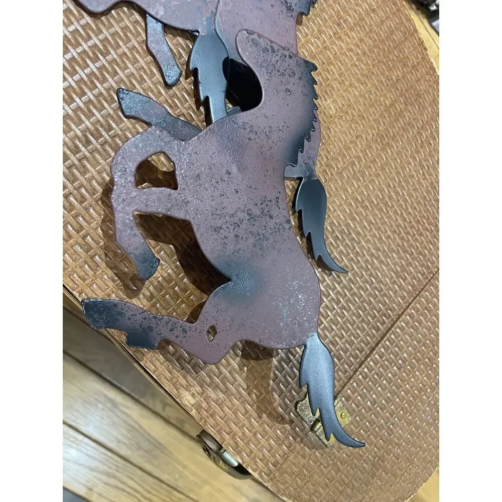 Vintage Rustic Metal Wild Horses Wall Decor Art Home Interiors 15.5